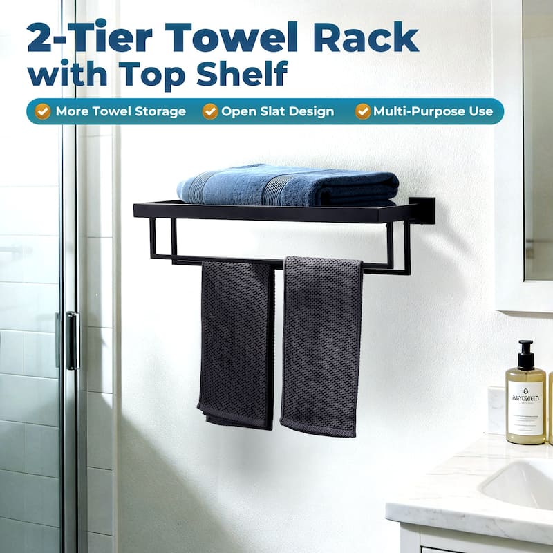 WOWOW 2-Tier Stainless Steel Bath Towel Rack