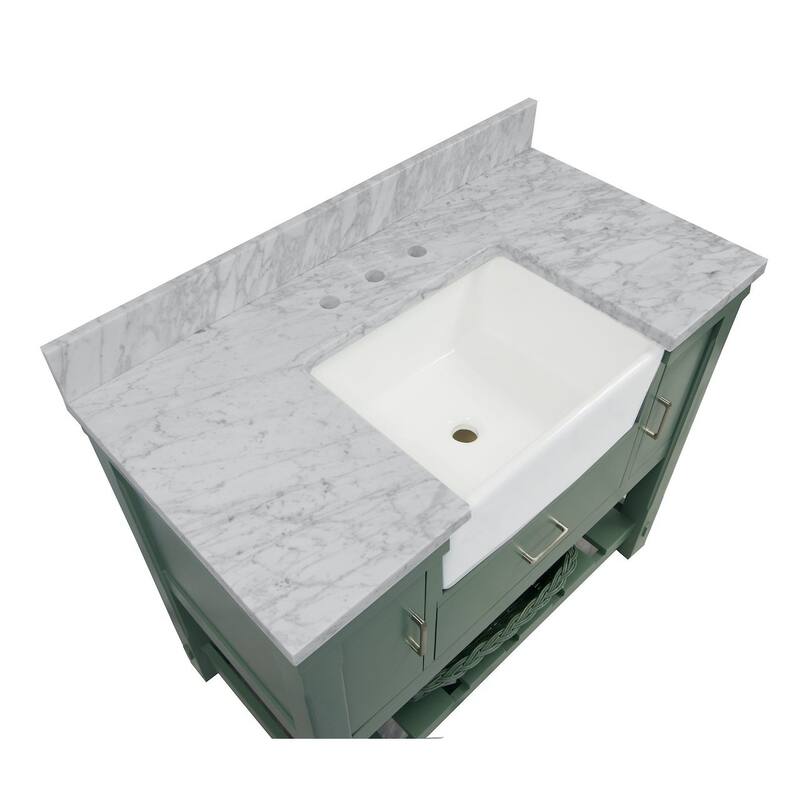 KitchenBathCollection Charlotte 42" Farmhouse Bathroom Vanity with Carrara Marble Top
