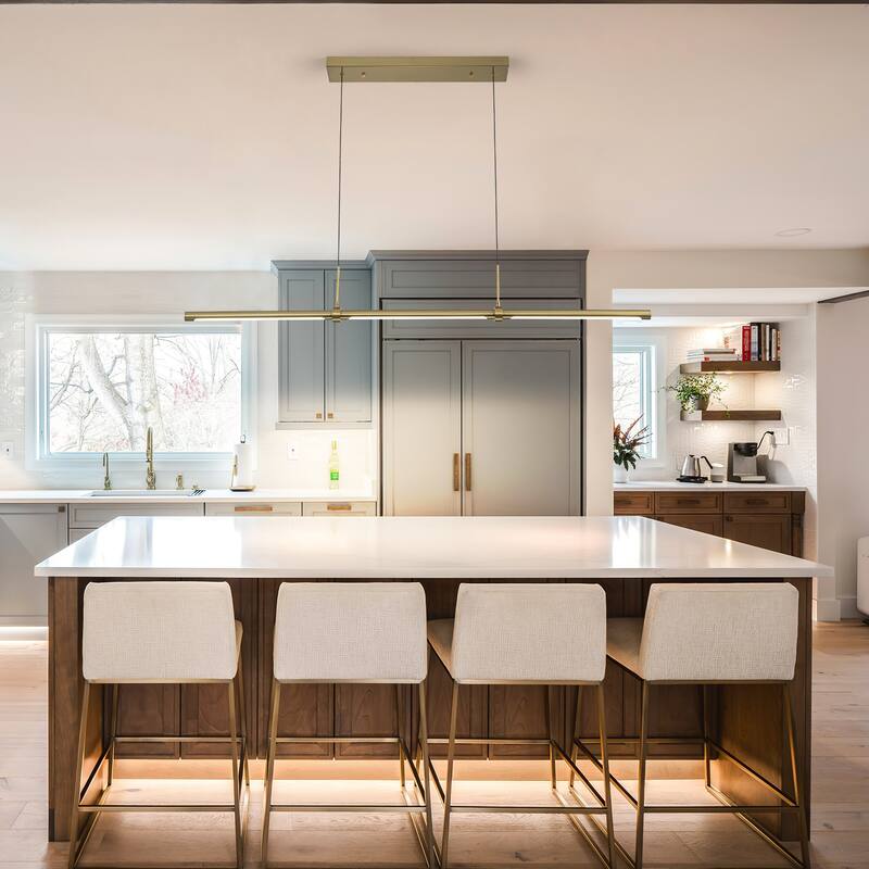 Modern Minimalist 3-Light LED Linear Chandelier Kitchen Island Pendant Light - 47.2"