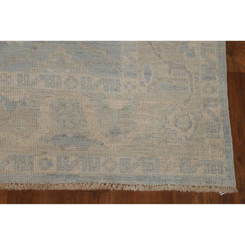 Vegetable Dye Blue Oushak Turkish Rug Handmade Bedroom Wool Carpet - 5'0"x 7'0"