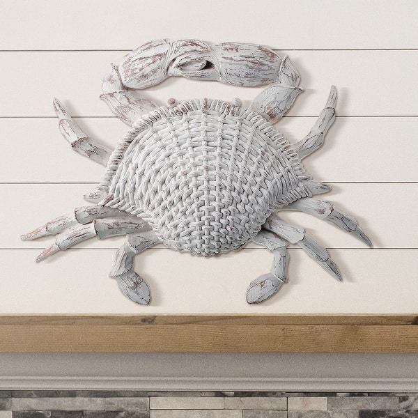 slide 2 of 4, 20" Resin 'Wicker' Crab Plaque