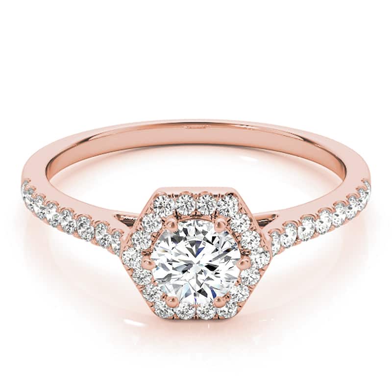 Auriya 14k Rose Gold Lab Grown Round Diamond Halo Engagement Ring 0.50 to 5.00 ct. tw. (F-G VS) - 1.50 ct. center - 5.5