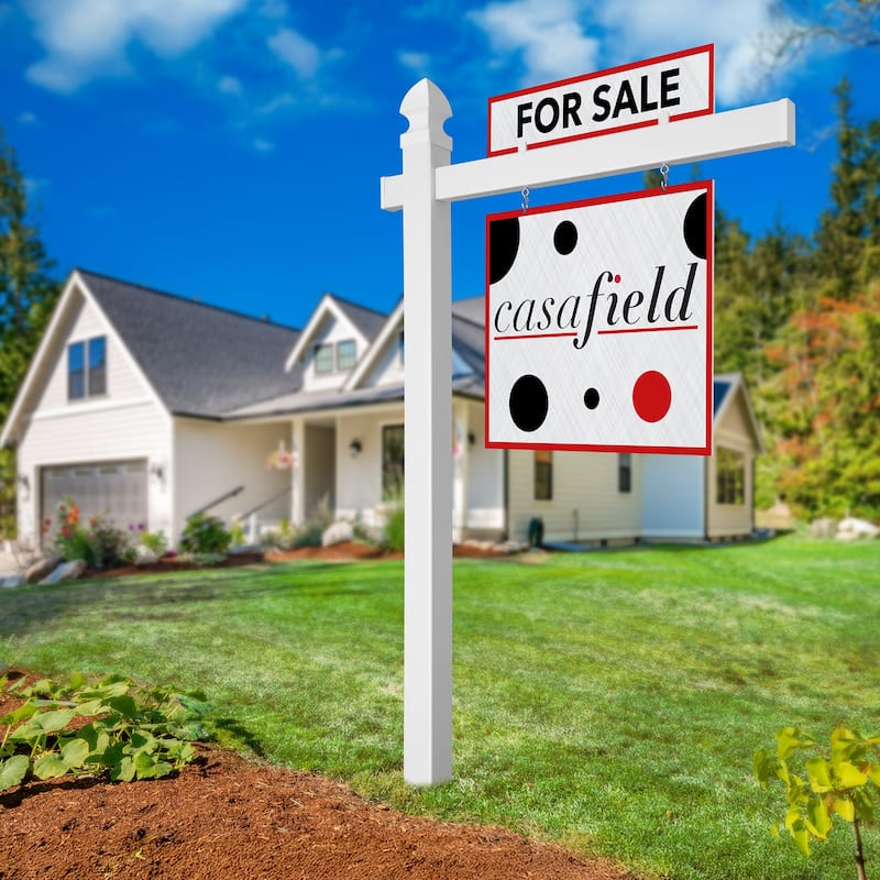 Casafield Real Estate Sign Post for Open House and Yard Sale Signs - White