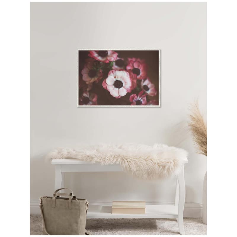 Kate and Laurel Sylvie Bouquet of Deep Pink Anemones Framed Canvas by Kristy Campbell