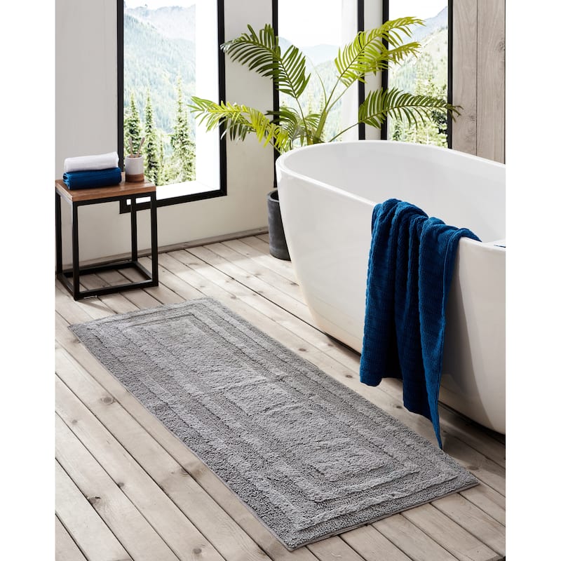 Eddie Bauer Logan Cotton Bath Runner Rug - 60 x 22 - Chrome Grey