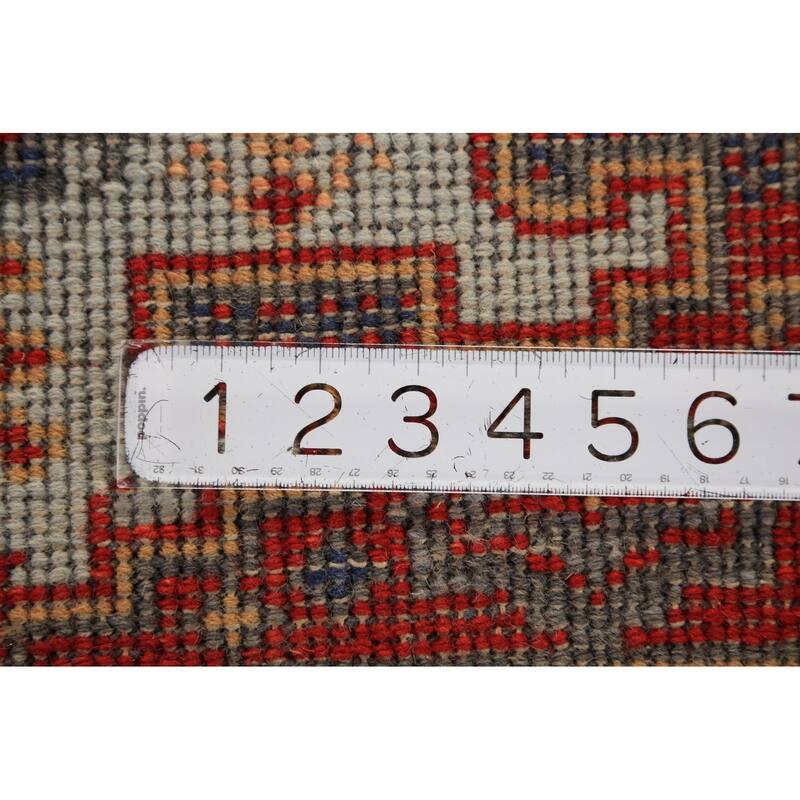 Geometric Viss Indian Runner Rug Hand-Knotted Beige Wool Carpet - 2'6"x 7'11"