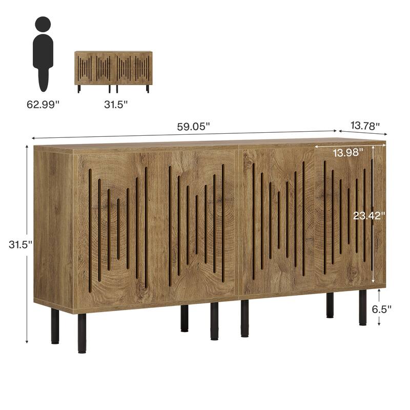 59" Sideboard Buffet Cabinet with Doors & Adjustable Shelves