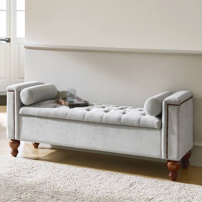 Poncio Storage solid wood legs Bench by HULALA HOME