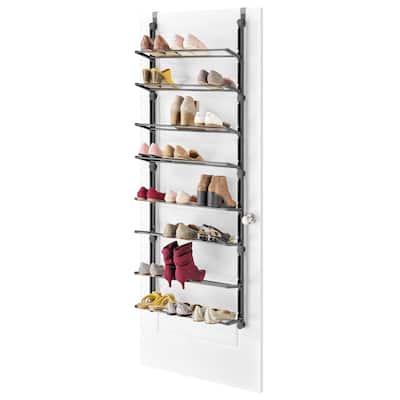 Whitmor 8-Tier Over the Door 24 Pair Metal and Resin Shoe Rack - Black