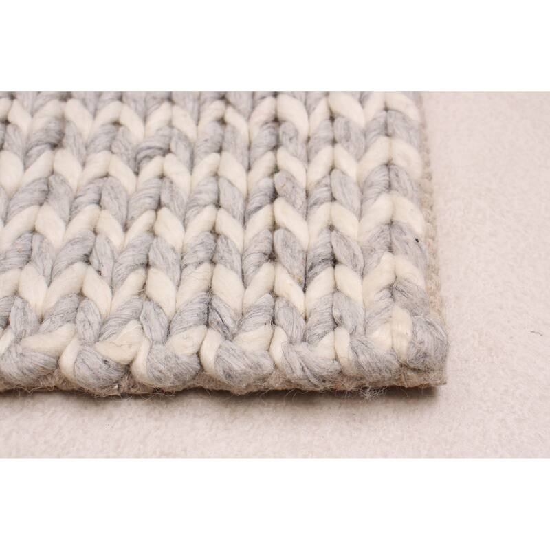 ECARPETGALLERY Braid weave Sienna Grey Wool Rug - 3'11 x 6'0