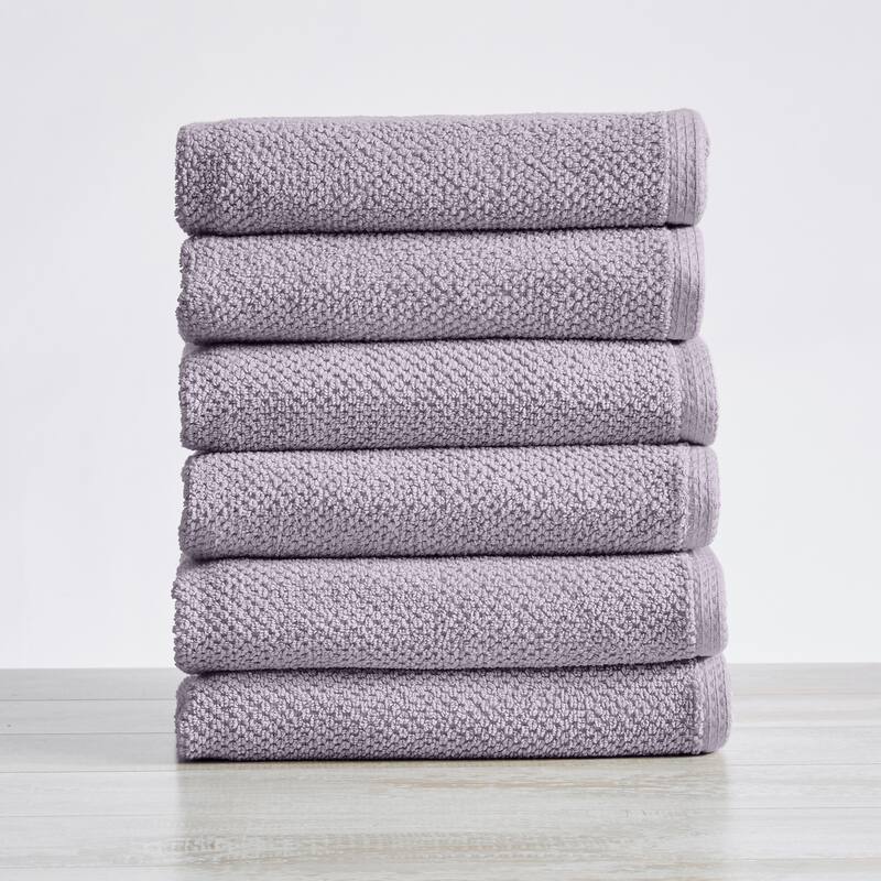 Luxurious Cotton Popcorn Textured Towel Set - Hand Towel (6-Pack) - Lilac