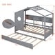 preview thumbnail 11 of 28, Wooden House Bed with Trundle Bed, Storage Shelf, Platform Bed Frame with Pitched Roof for Kids Teens Adults