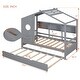 preview thumbnail 3 of 18, Wooden Twin Size House Bed with Trundle, Modern Design for Kids with Storage Shelf, Gray
