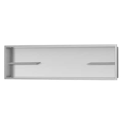 12-in x 48-in Ultra-thin Frame Recessed Stainless Steel Shower Niche with 2-Accessory Shelves Brushed Stainless Steel