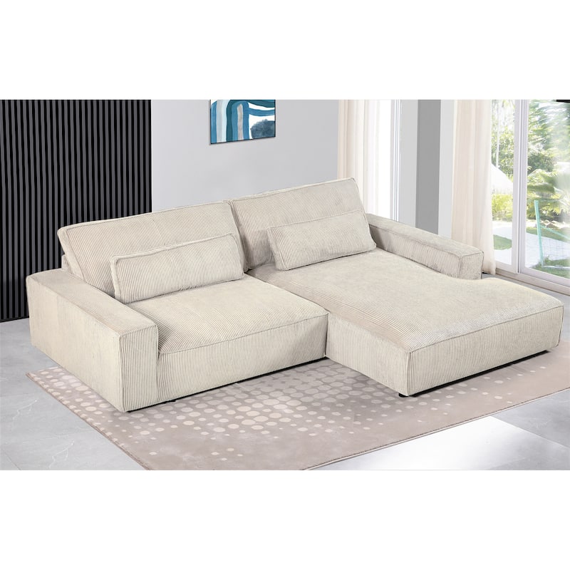 US Pride Furniture 105.52''W Oversized Wood Frame Luxe Sectional Sofa - Facing right Beige