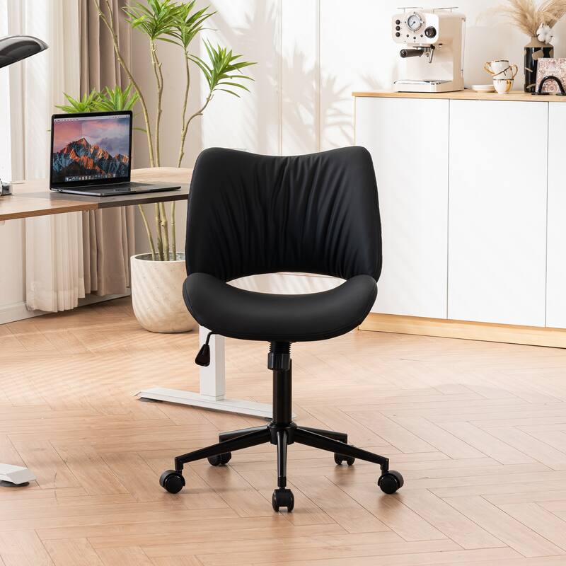 Swivel Armless Ergonomic Office Chair with Wheels