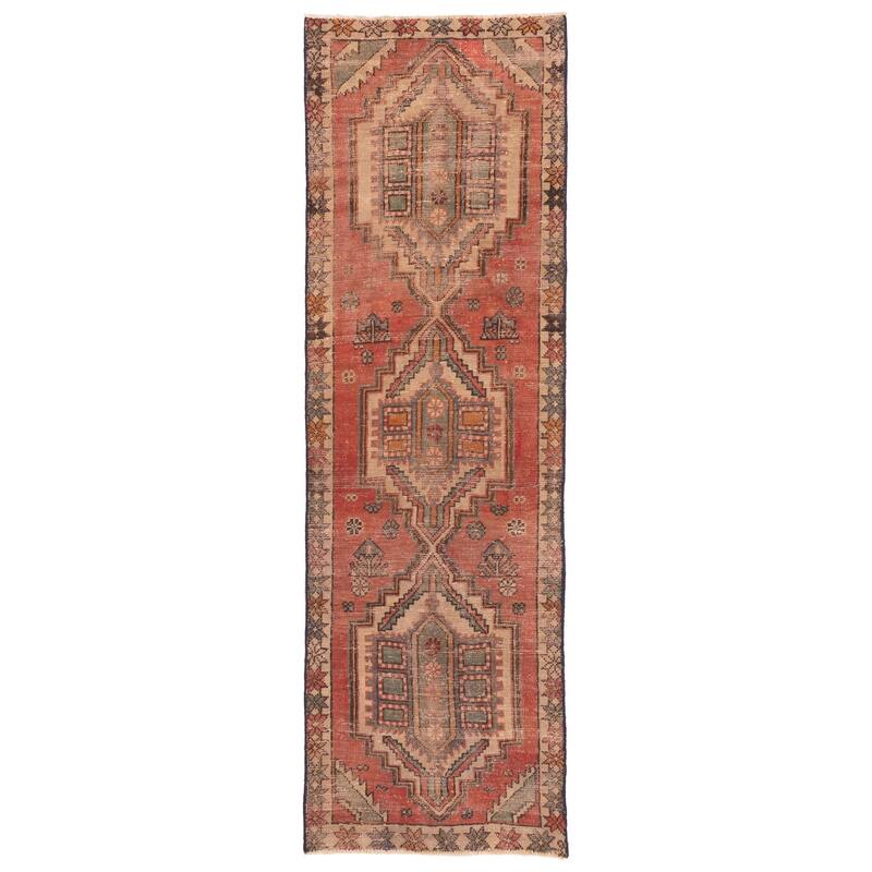 ECARPETGALLERY Hand-knotted Antalya Vintage Red Wool Rug - 2'10 x 9'4
