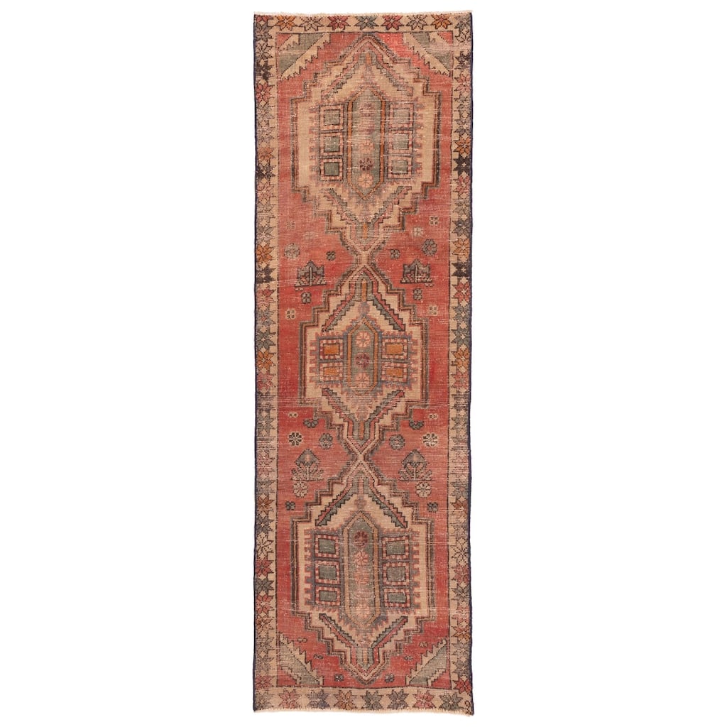 ECARPETGALLERY Hand-knotted Antalya Vintage Red Wool Rug - 2'10 x 9'4