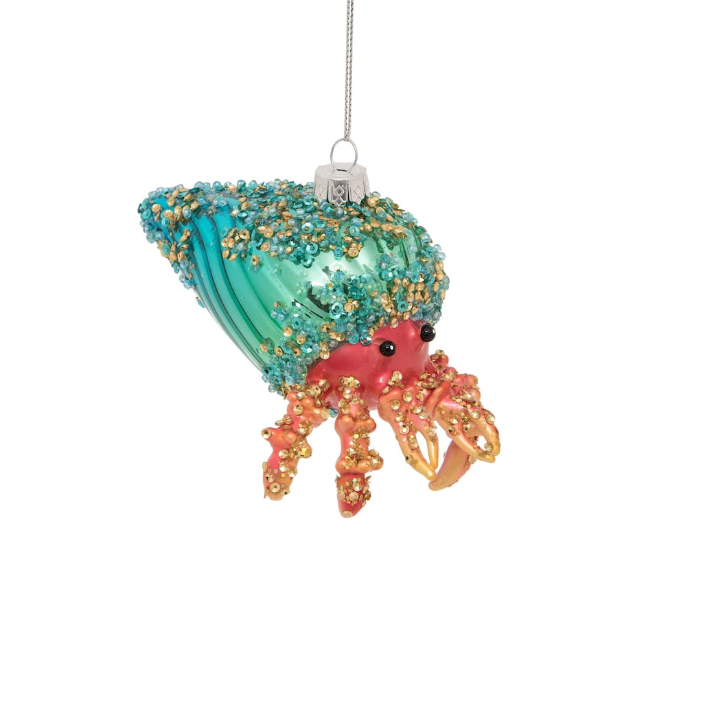 Hermit Crab Glitter Ornament - 4.75" x 3.25" x 3"