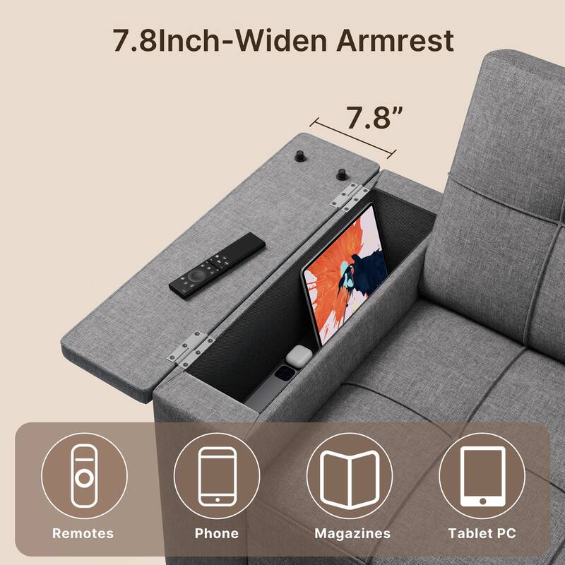 3 in 1 Convertible Sofa Bed Futon Couches with Reclining Backrest, Loveseat Sleeper Sofabed with Pull Out Couch
