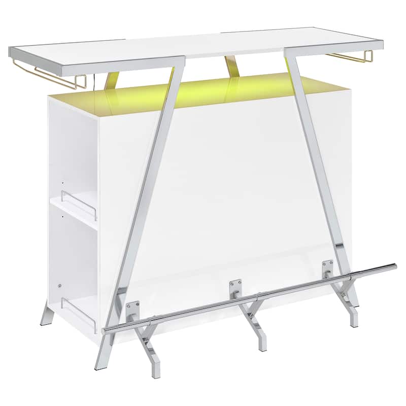 Araceli White High Gloss Freestanding LED Home Bar Cabinet