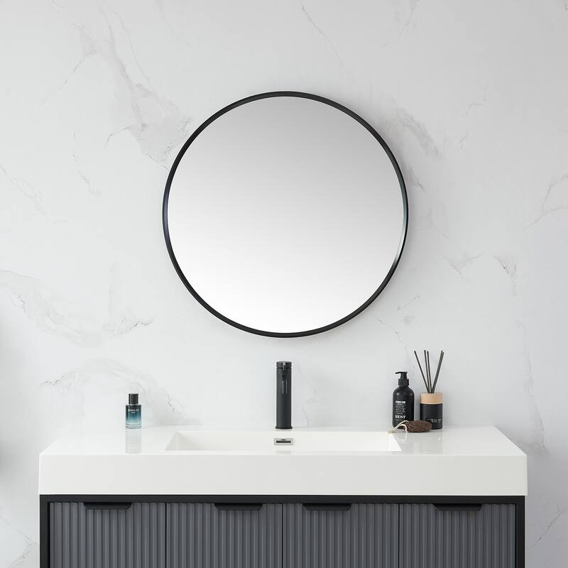 Vinnova Cascante Round Metal Wall Mirror