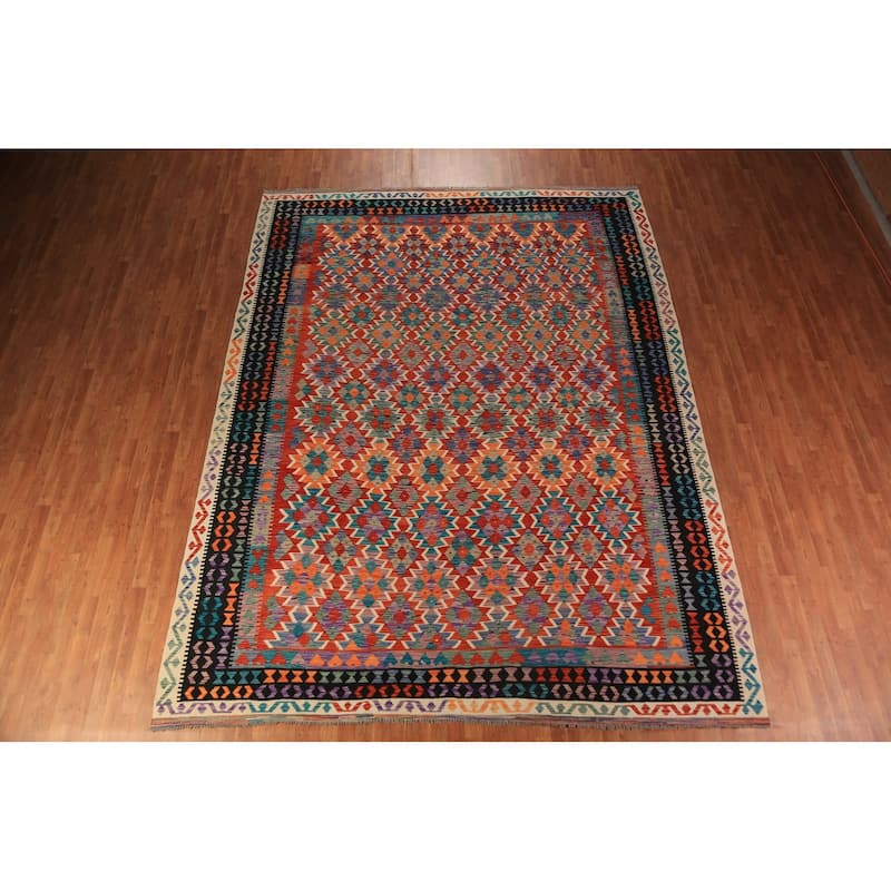 Kilim Oriental Area Rug Flatweave Southwestern Style Wool Carpet - 10'1"x 13'0"