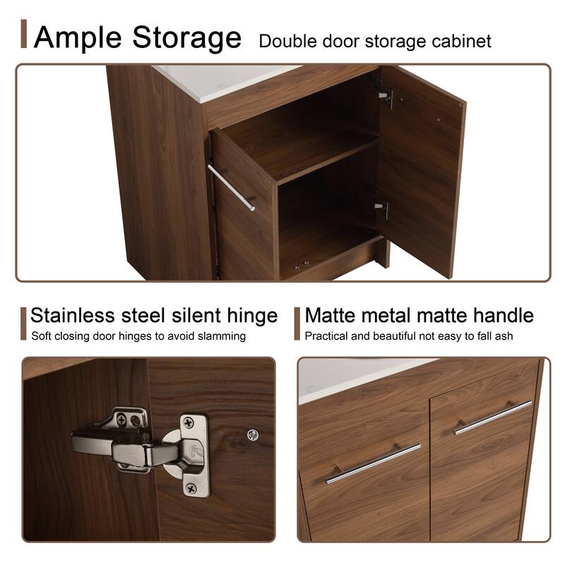Malwee 24"/36"/48"/60" FreeStanding Bathroom Vanity, Floor Stand Bathroom Vanity with Ceramic Sink,Soft Close Door and Shelf