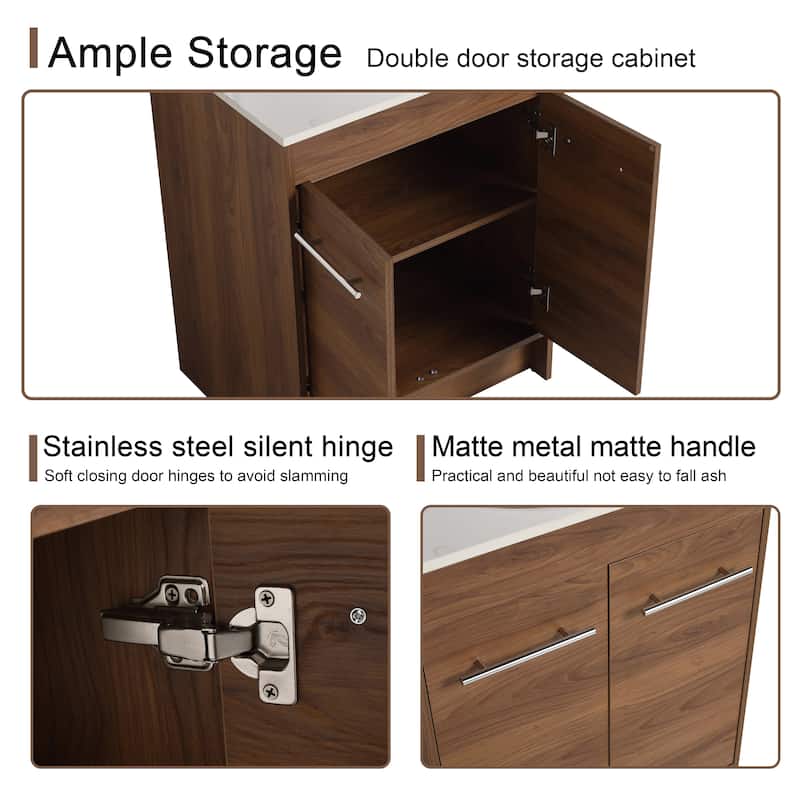 Malwee 24"/36"/48"/60" FreeStanding Bathroom Vanity, Floor Stand Bathroom Vanity with Ceramic Sink,Soft Close Door and Shelf