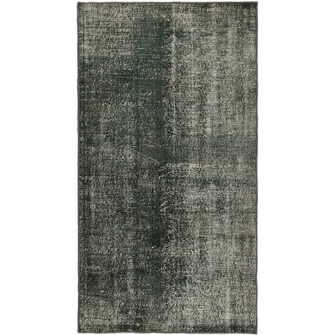 ECARPETGALLERY Hand-knotted Anatolian Overdyed Green Wool Rug - 3'8" x 6'8"