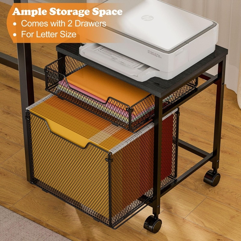 Rolling File Cabinet Cart, Printer Stand With Storage Drawer, Mobile - View #4
