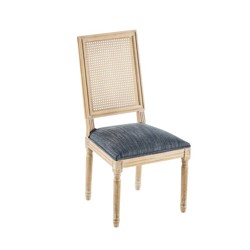 Modern 6 Piece Rattan Dining Chair with Backrest Cushions Wooden Legs for Dining Room Kitchen Living Room Bedroom