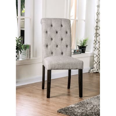 Set of 2 Dining Chairs Light Gray Side Chair Tufted Accent Chairs