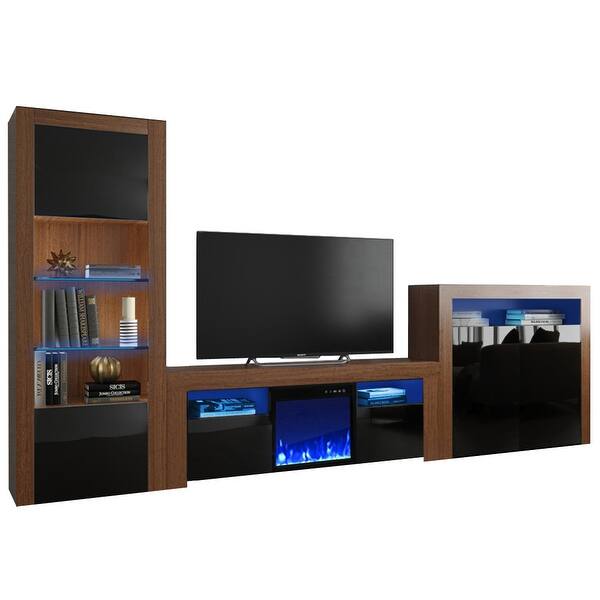 Shop Milano Set 145ef Bk 2d Electric Fireplace Modern Wall Unit