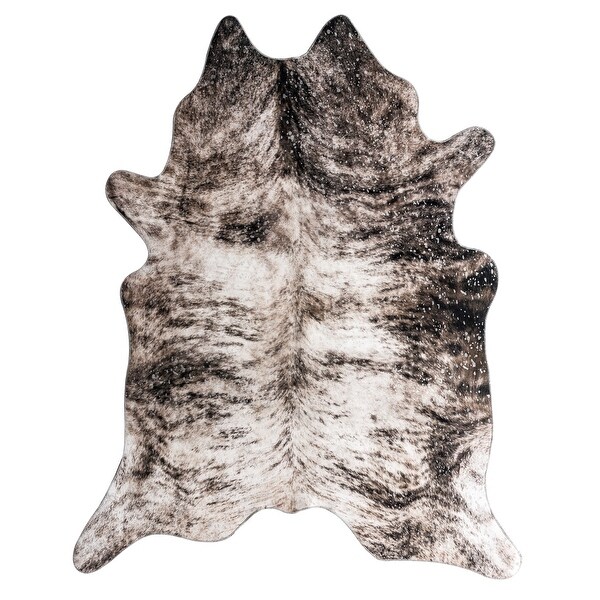 Asimi Collection Brown/White Faux Cowhide Printed Rug