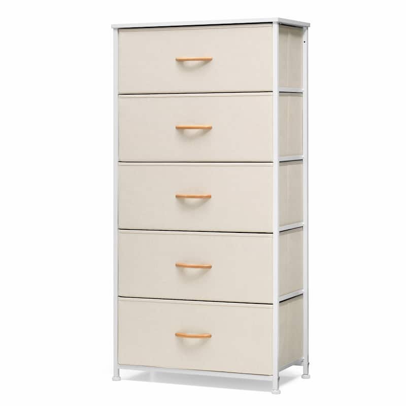 Pellebant Fabric Vertical Dresser Storage Chest Tower with 5 Drawers