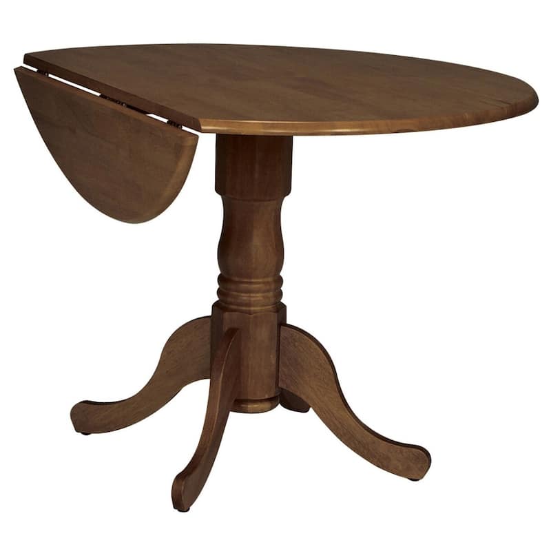 Round Pedestal Base Solid Wood 42-inch Drop-leaf Dining Table