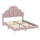 preview thumbnail 13 of 14, Queen Size Velvet Upholstered Platform Bed with Petal Shaped Headboard
