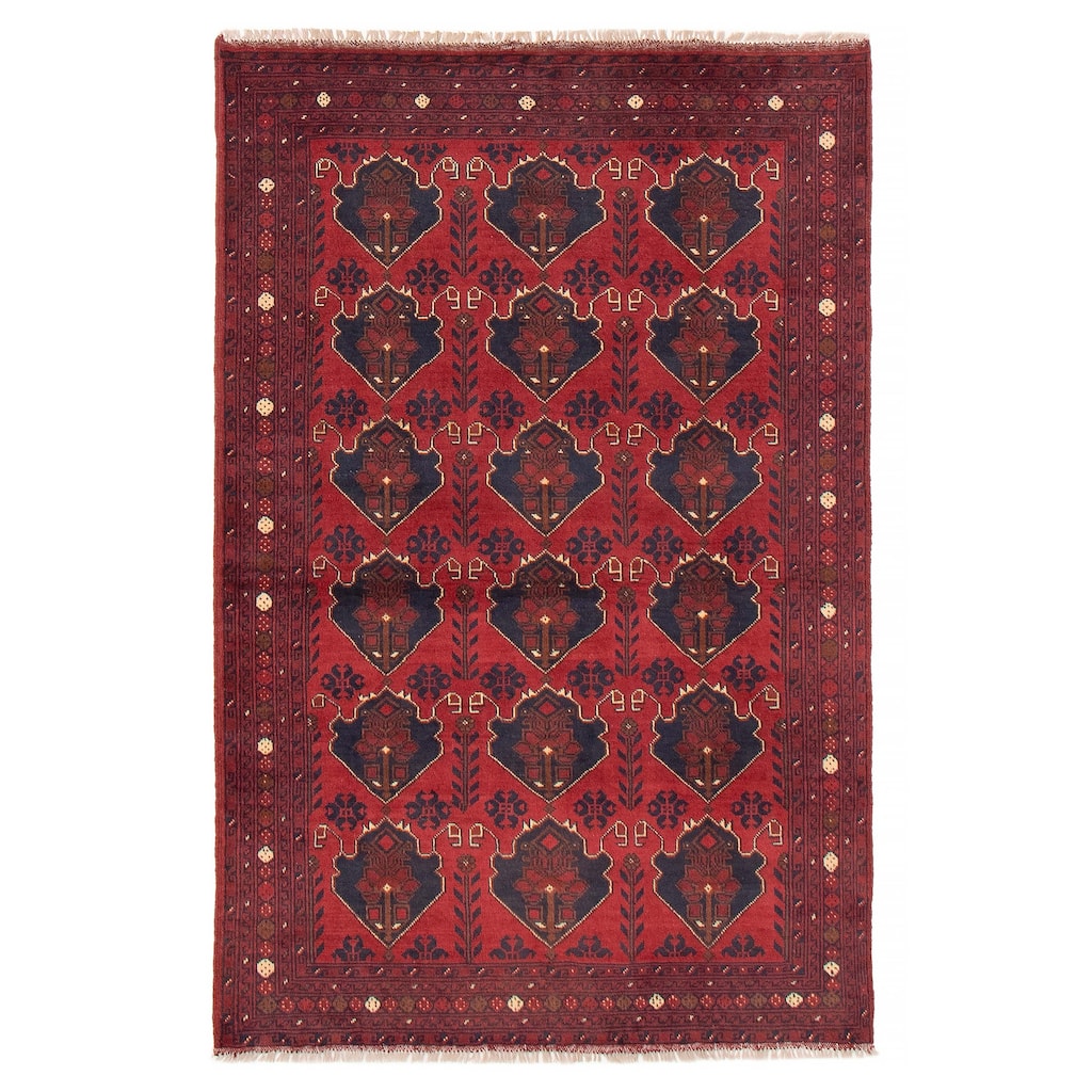 ECARPETGALLERY Hand-knotted Khal Mohammadi Red Wool Rug - 4'2 x 6'3