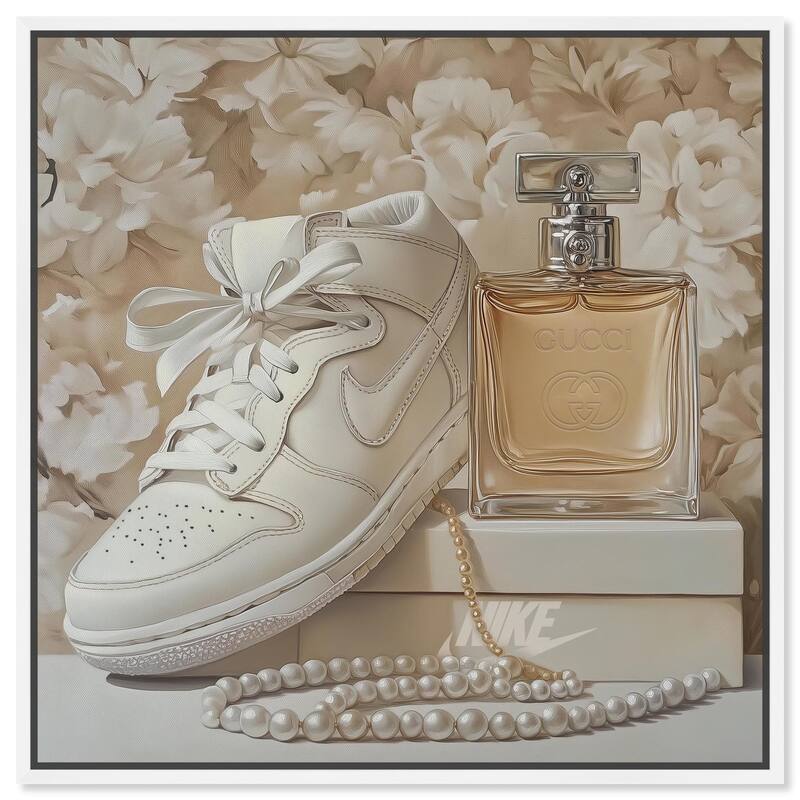 White Sneakers and Pearls Canvas by Art Remedy - White - 20" x 20"