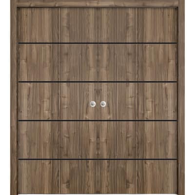 Double Bi-fold Doors Planum 0015 Walnut with Sturdy Tracks
