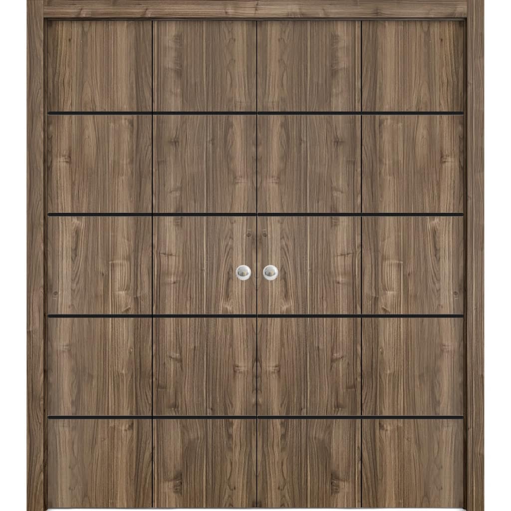 Double Bi-fold Doors Planum 0015 Walnut with Sturdy Tracks