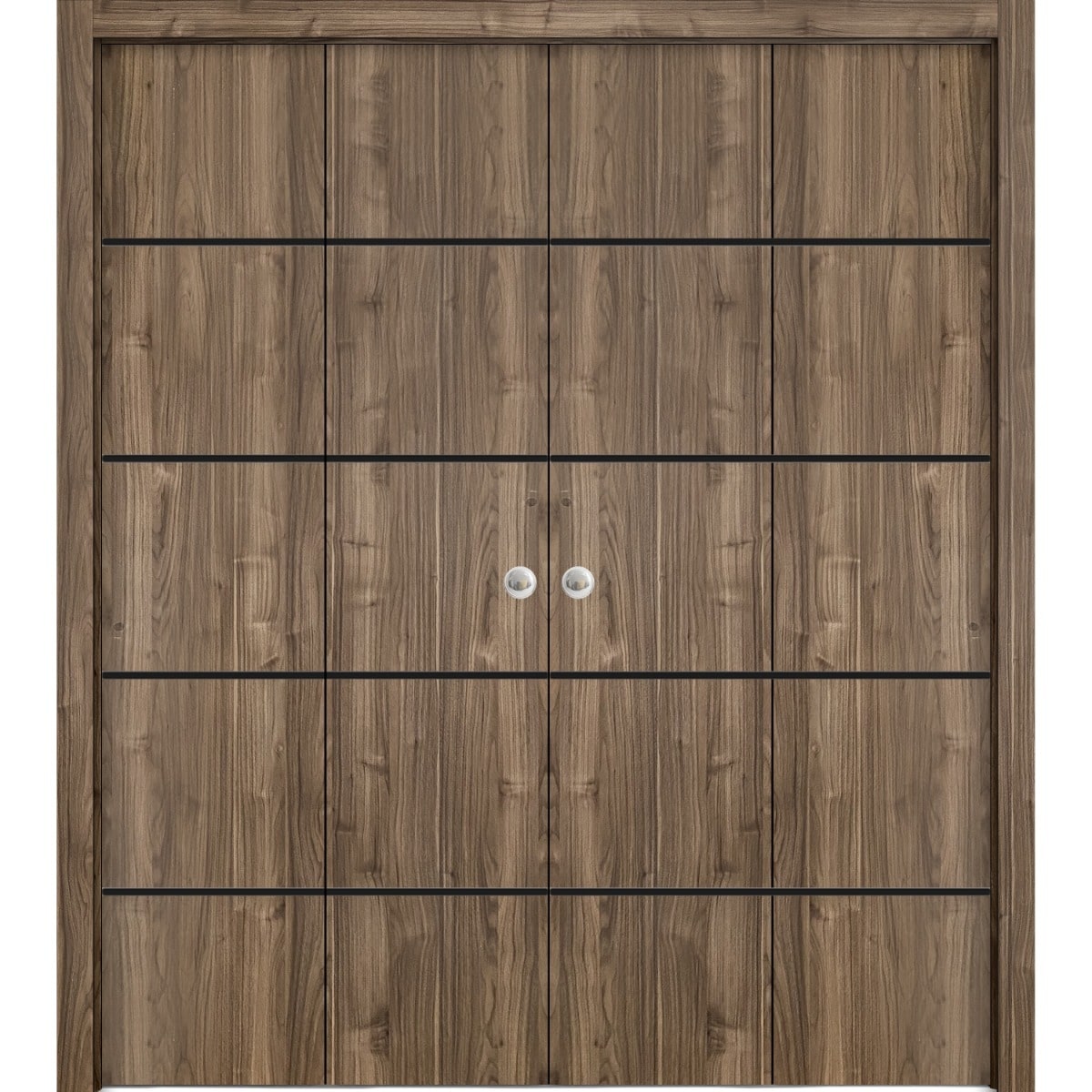 SartoDoors Planum 0015 | Closet Door Bi-fold Door | Solid Wood | Hardware Set | 18x80, Walnut Bedroom Door Bathroom Door