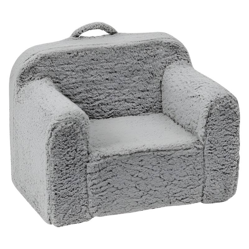 Grey Fleece Sponge Kids Sofa Chair with Strong Support and Zippers - 25” L x 18.11” W x 20.47” H