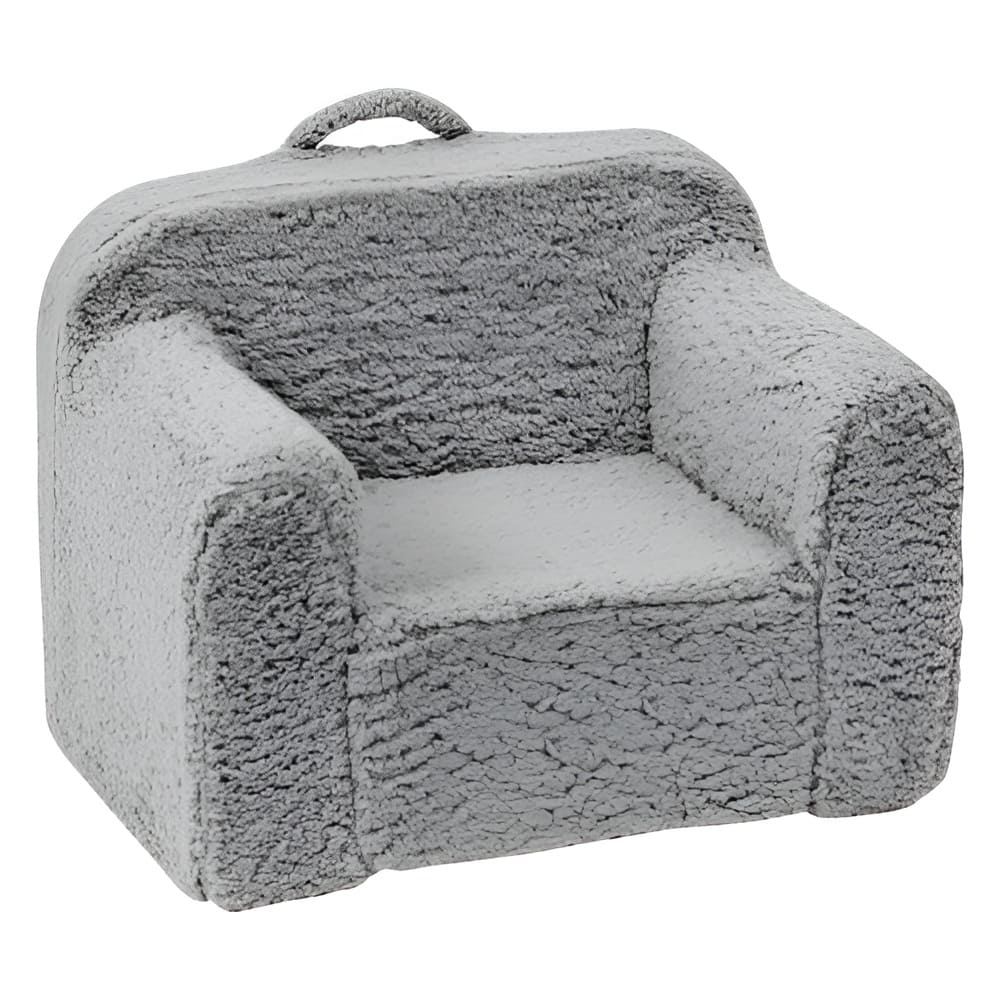 Grey Fleece Sponge Kids Sofa Chair with Strong Support and Zippers - 25” L x 18.11” W x 20.47” H