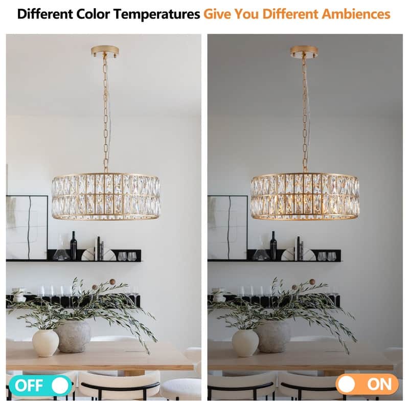 18" 6-Light Modern Crystal Drum Chandelier