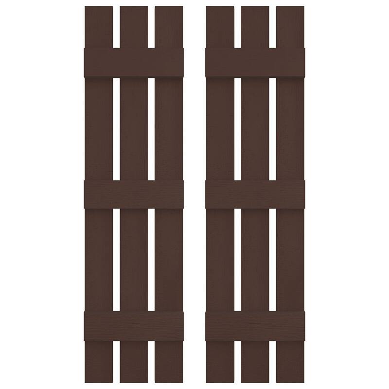 Builders Edge, Standard Three Board Spaced, Board-n-Batten Shutters, Includes Matching Installation Spikes (Per Pair) - 12"W x 75"H - 009 - Federal Brown