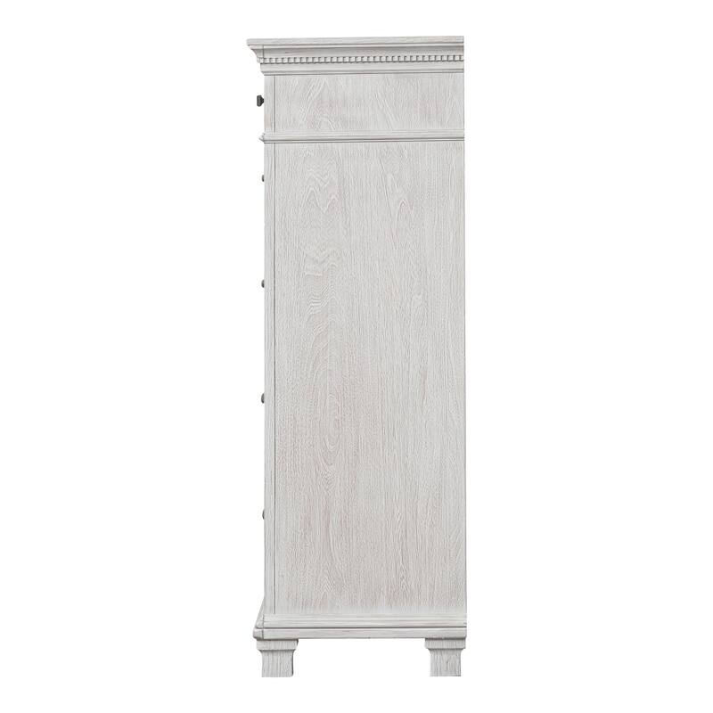 Furniture of America Eleanor 6-Piece Weathered Grey Solid Wood King Panel Bedroom Set with Dentil Molding