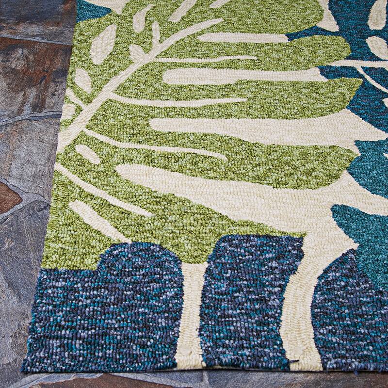 Dream Decor Rugs Miami Arum Teal Navy Handmade Indoor Outdoor Area Rug