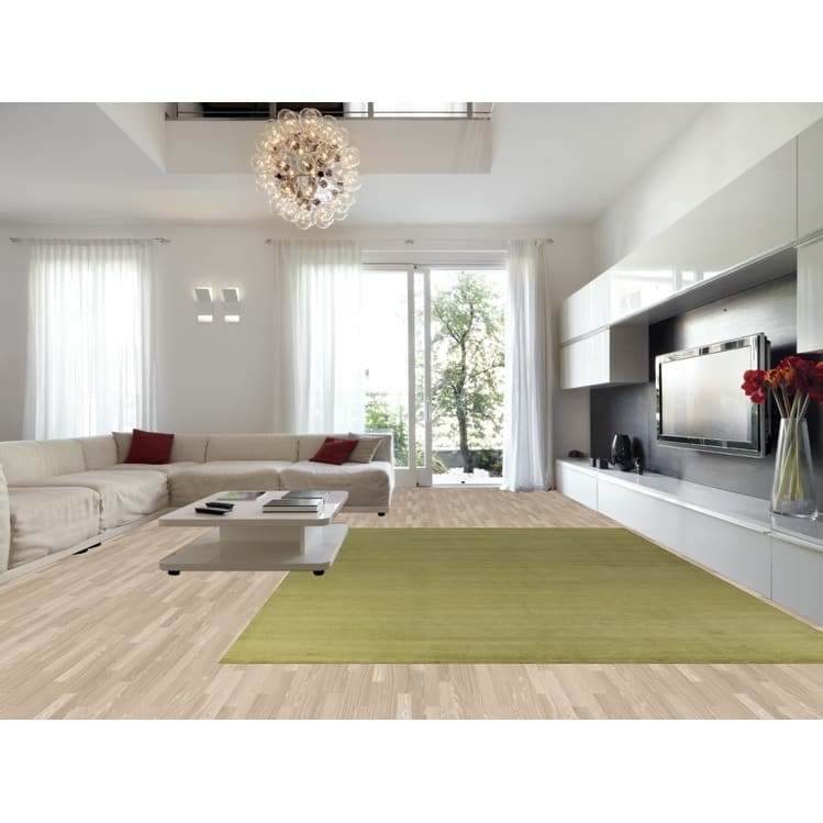 Hand Knotted Oriental 100% Wool Carpet Modern Solid Green Gabbeh Area Rug - 14' 1'' X 10' 5''